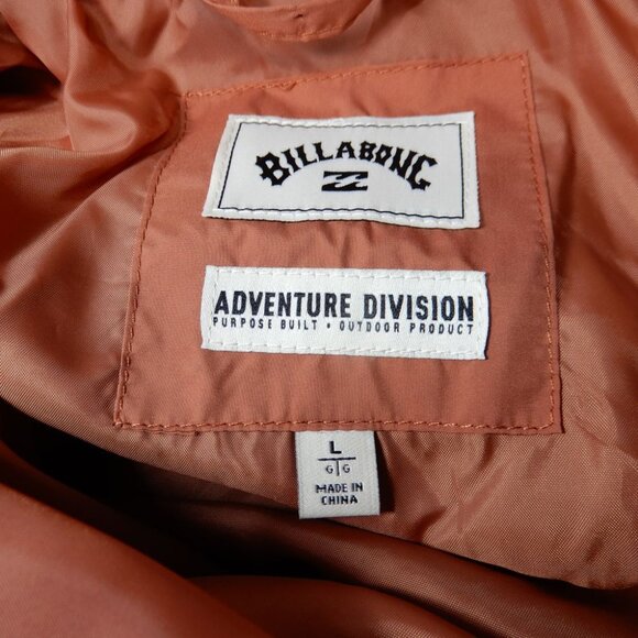 Billabong Transport Shacket Snap Front Overshirt Jacket Size L Rust Quilted NEW - Picture 6 of 12